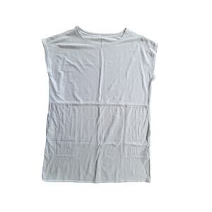 Eileen‎ Fisher Bateau Neck Organic Cotton Striped Boxy Tunic Shift Dress Size M